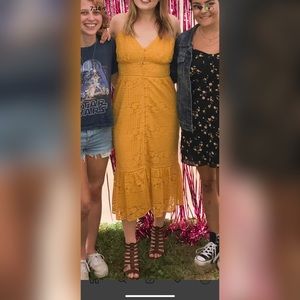 Mustard crochet midi dress